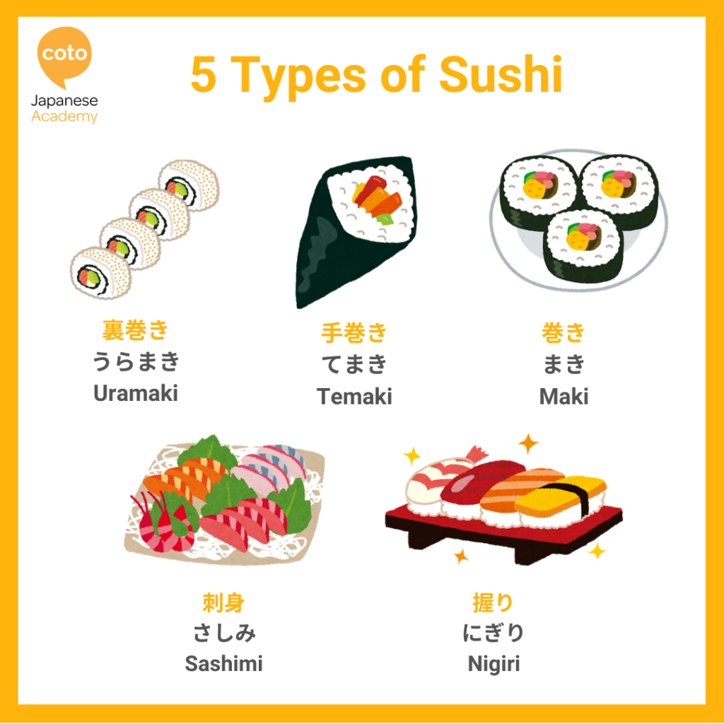 5 types of sushi